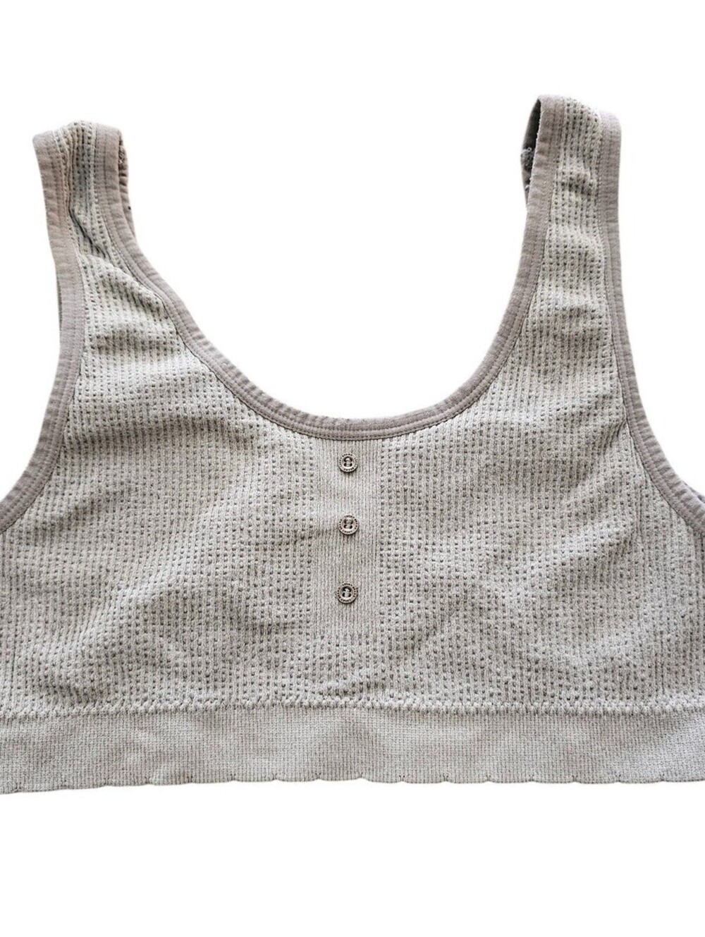 Lucky Brand Womens Sz M Bralette Bra Gray Waffle Knit